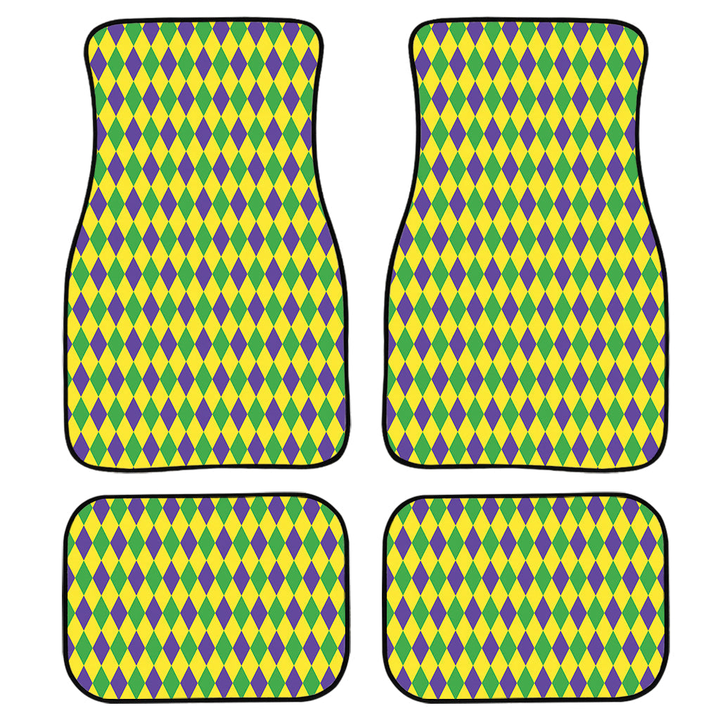 Mardi Gras Fat Tuesday Pattern Print Front And Back Car Floor Mats, Front Car Mat