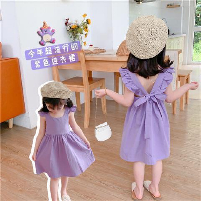 Toddler Girls Dresses Purple Summer Princess Dress V Backless Bow Children’s Clothing Dresses For Girl Vestido Kid Clothes Girl alx