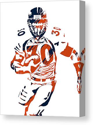 Terrell Davis Denver Broncos Strokes Pixel Art 1 Joe Hamilton Canvas Print