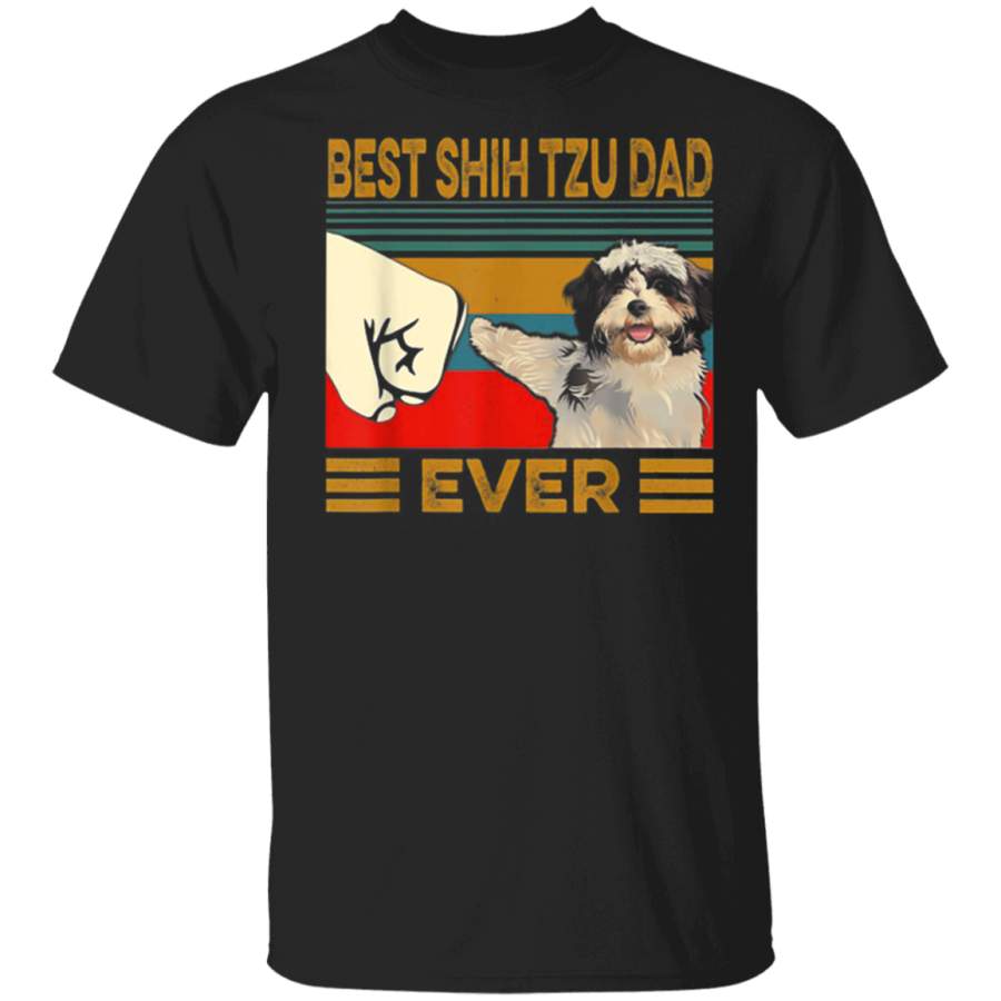 Best Shih Tzu Dad Ever Retro Vintage T-Shirt