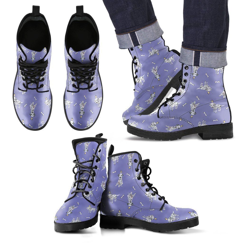 Puppy Dalmatian Dog Pattern Print Men Women Leather Boots Fashion Boots Custom Shoes