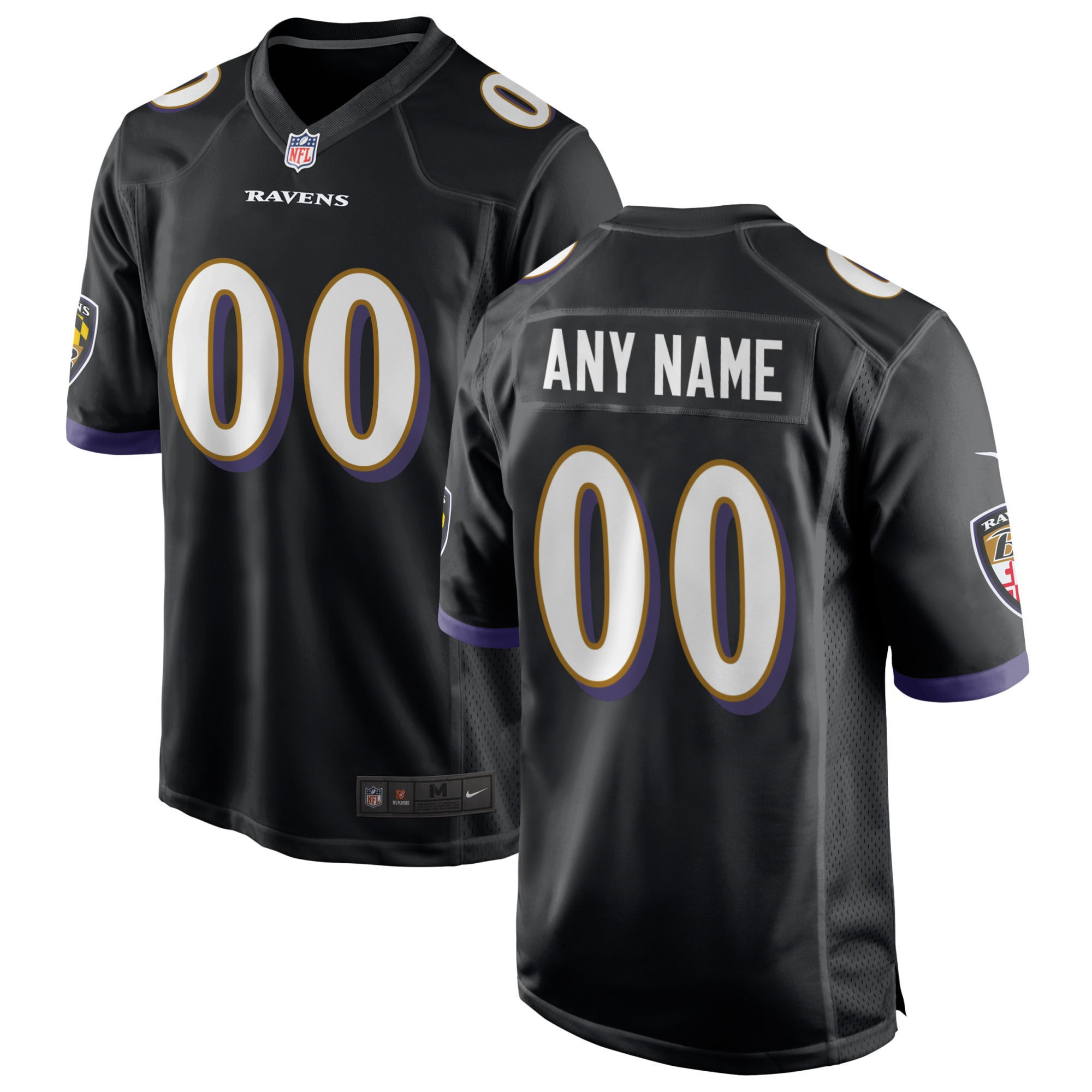 Baltimore Ravens Alternate Custom Game Jersey Black Custom Jerseys NFL