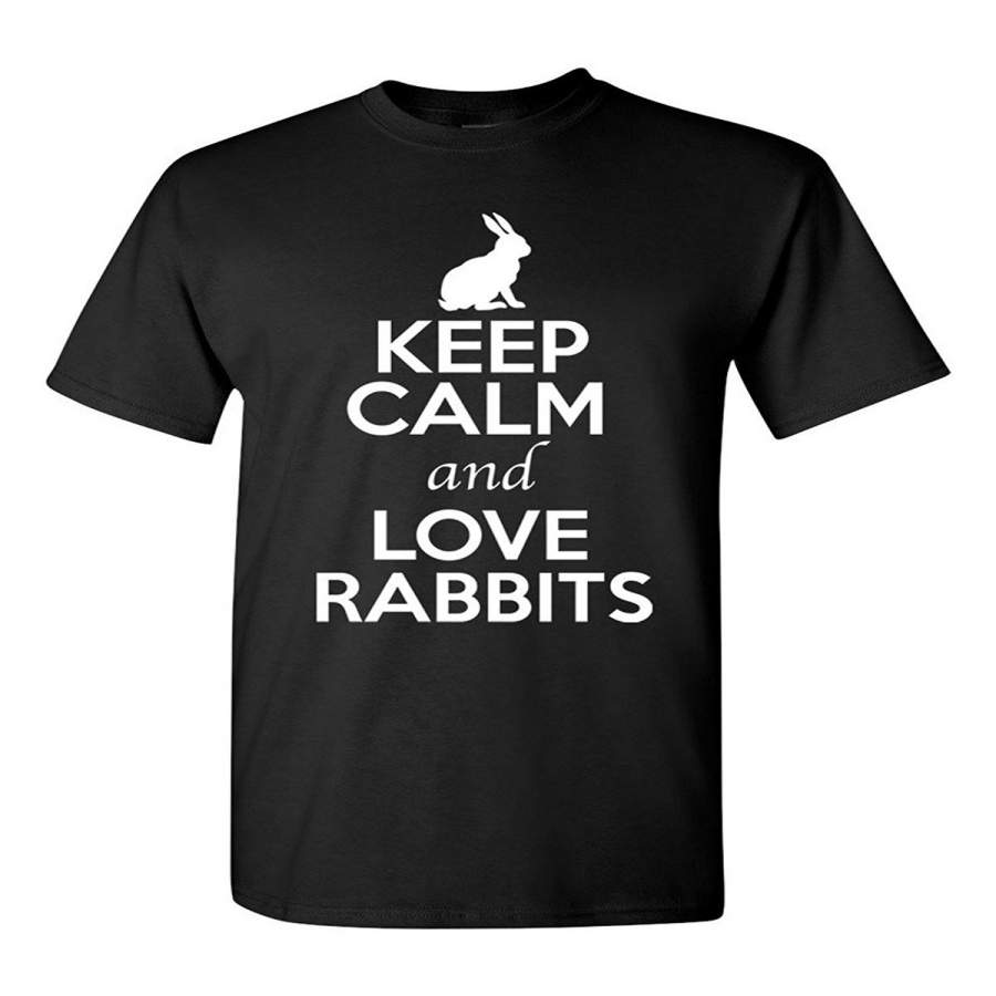 DTADiscover Cool DTA Keep Calm and Love Rabbits Animal Lover Adult T-Shirt Tee