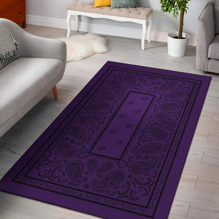 Purple and Black Bandana Area Rugs – Fitted