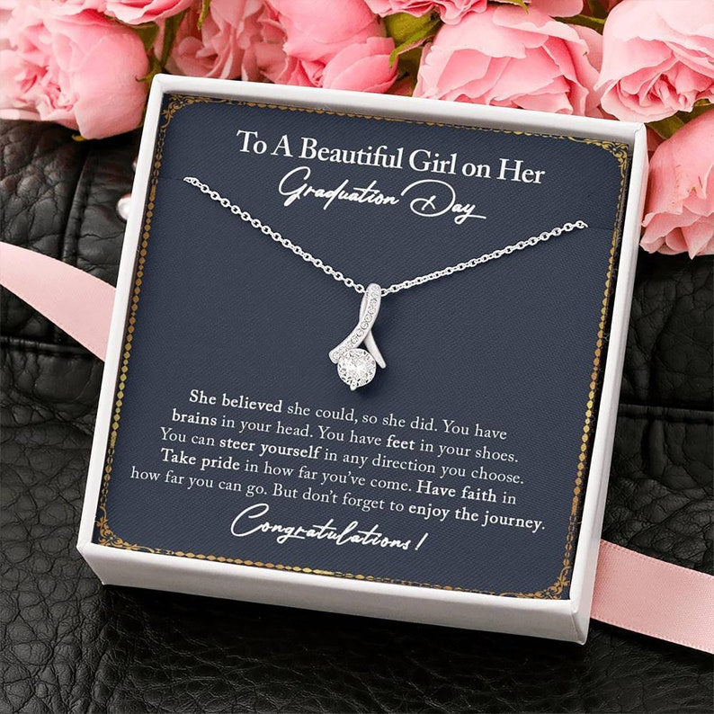 Graduation Gift Necklace For Her – She Believed She Sould, So She Did – College High School Senior Graduation Gift – Class Of 2022 Alluring Beauty Necklace – Lx034E