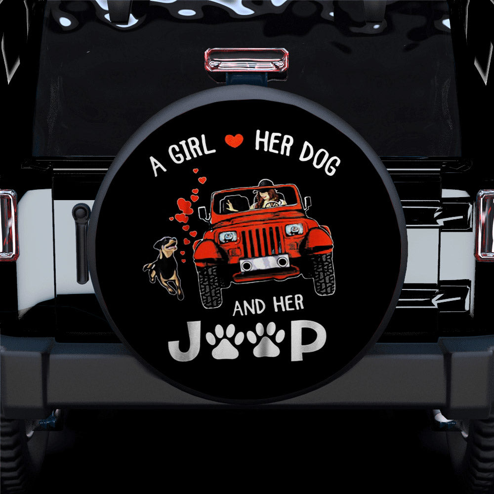 A Girl Love Her Dog And Her Jeep Car Spare Tire Covers Gift For Campers