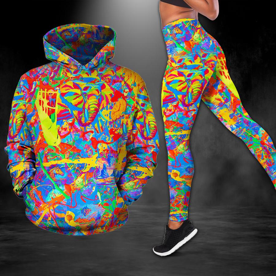 Vibrant Elephant Combo Hoodie & Legging