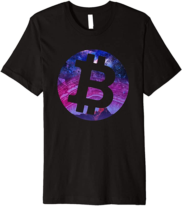 Bitcoin Miner Coin Trading Aesthetic Pink Mountain Scene Premium T-Shirt