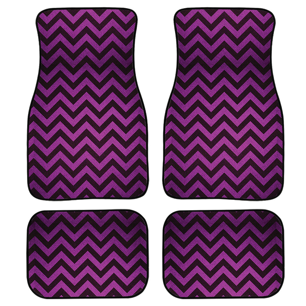 Purple And Black Chevron Pattern Print Front And Back Car Floor Mats, Front Car Mat