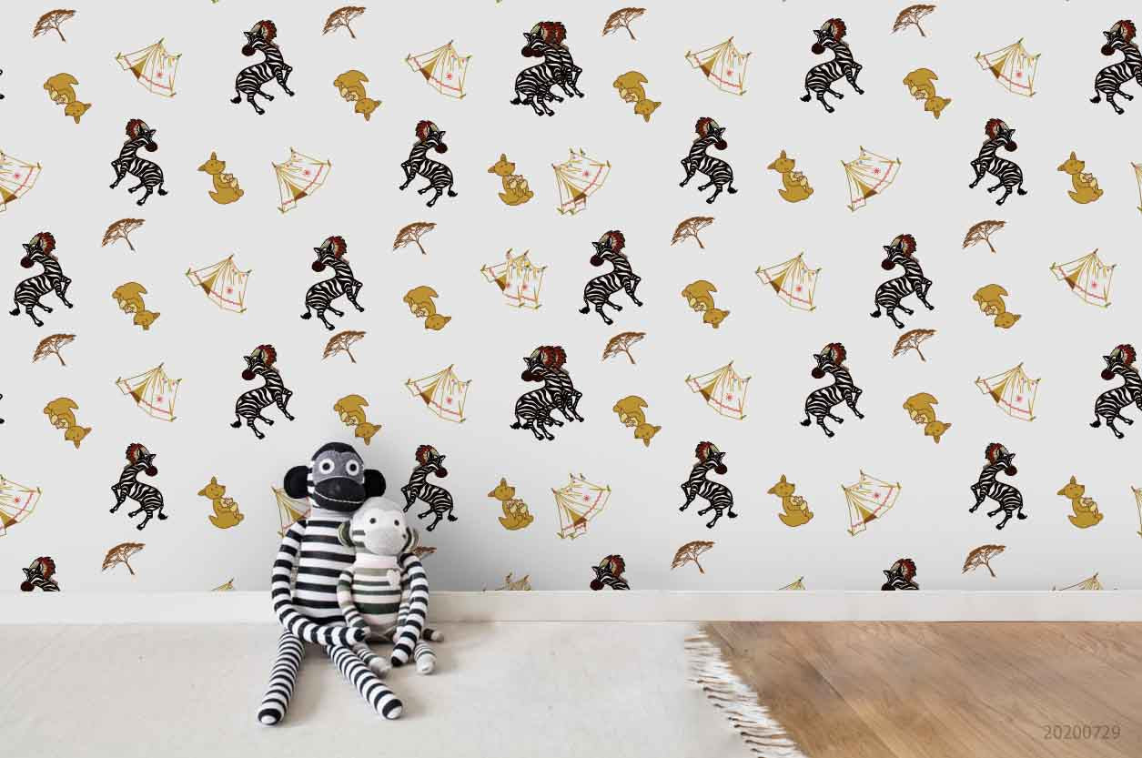 3D Cartoon Tent Animal Wall Mural Wallpaper Lxl 579