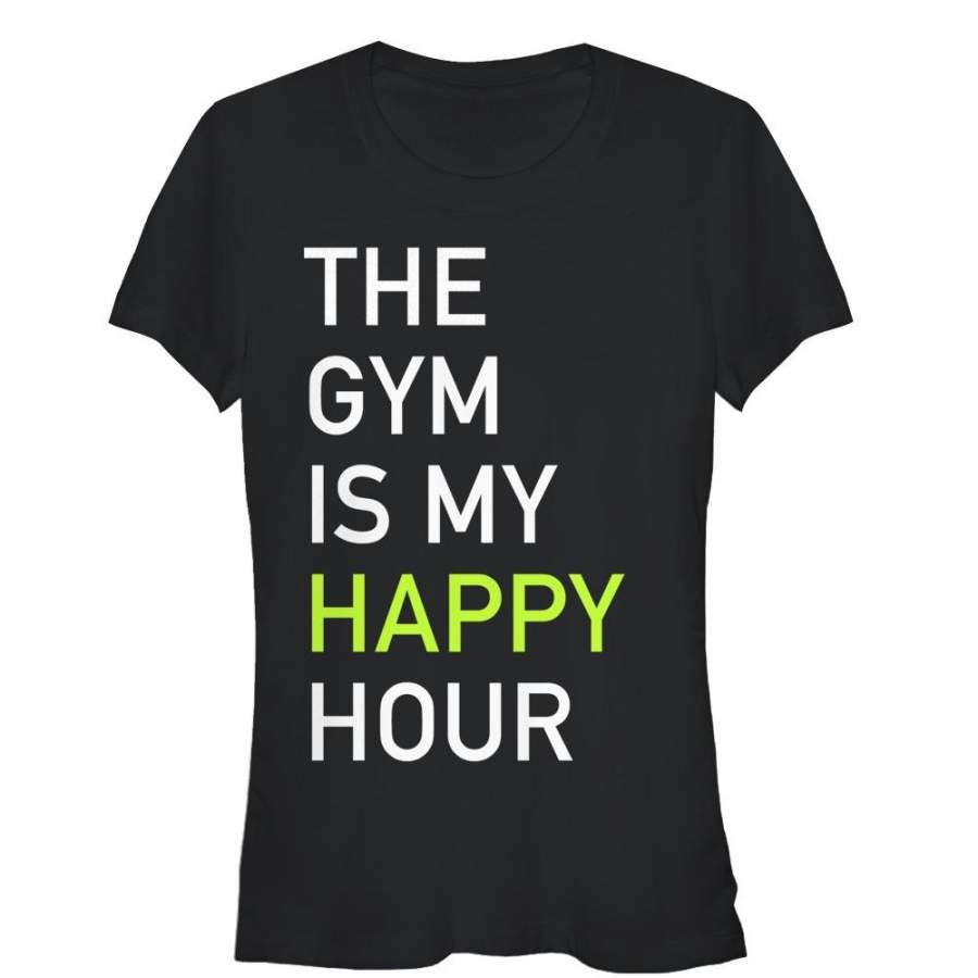 CHIN UP Junior’s Gym Happy Hour  T Shirt Black