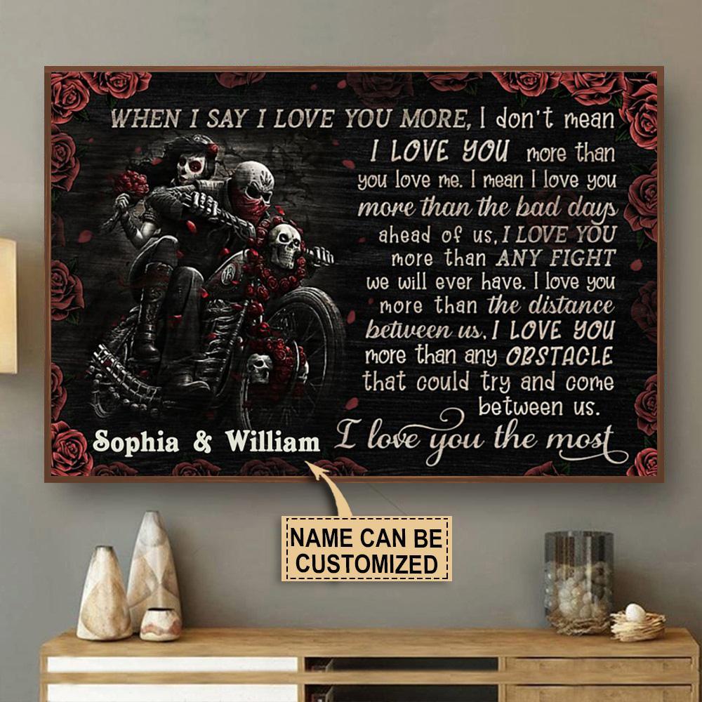 Aeticon Gifts Personalized Motorcycle I Love You The Most Canvas Mom Dad Gift Home Decor