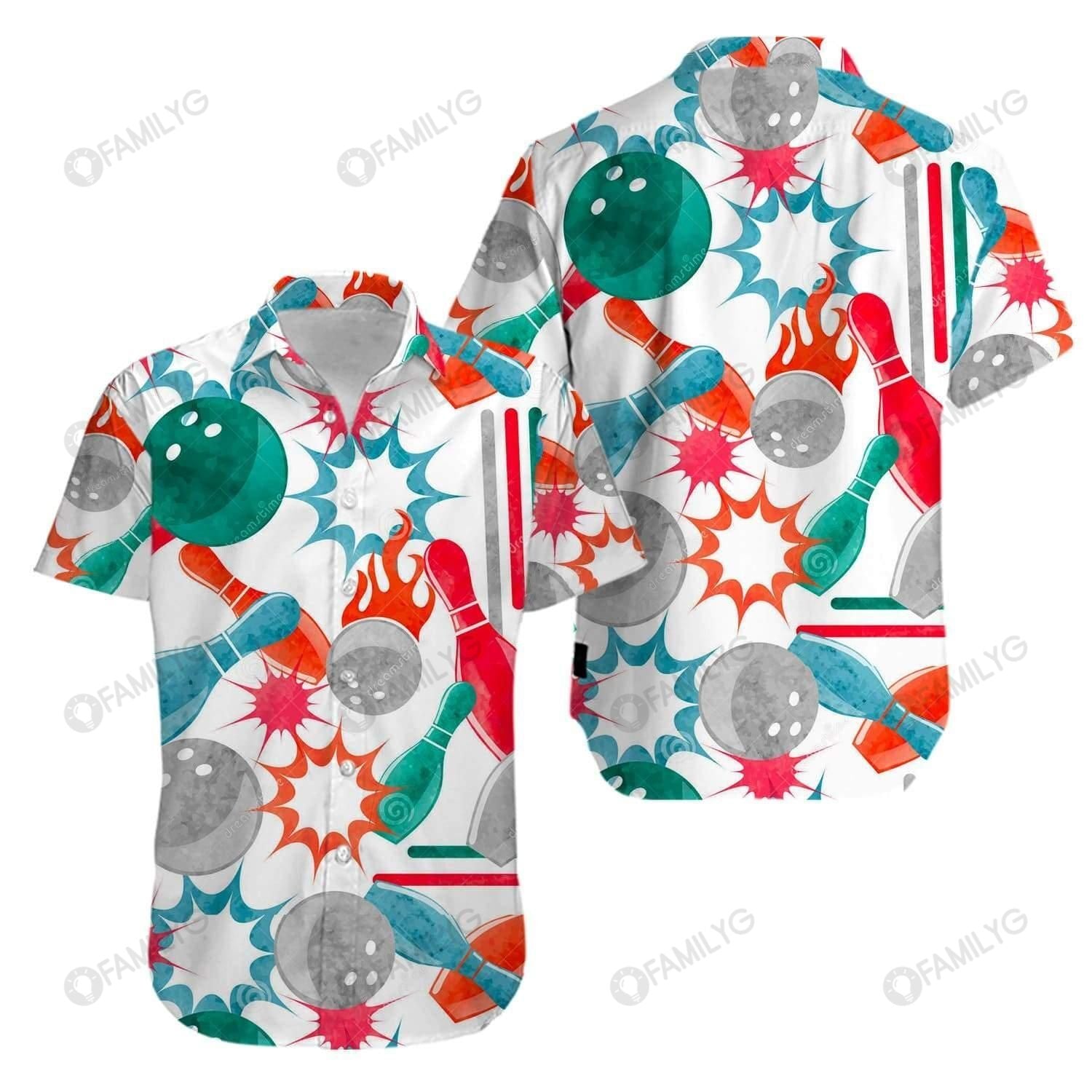 Unique Bowling Shirts – Retro Bowling Strike Green Pink Unisex Hawaiian Shirt Summer Hawaiian For Men, Women, Couple