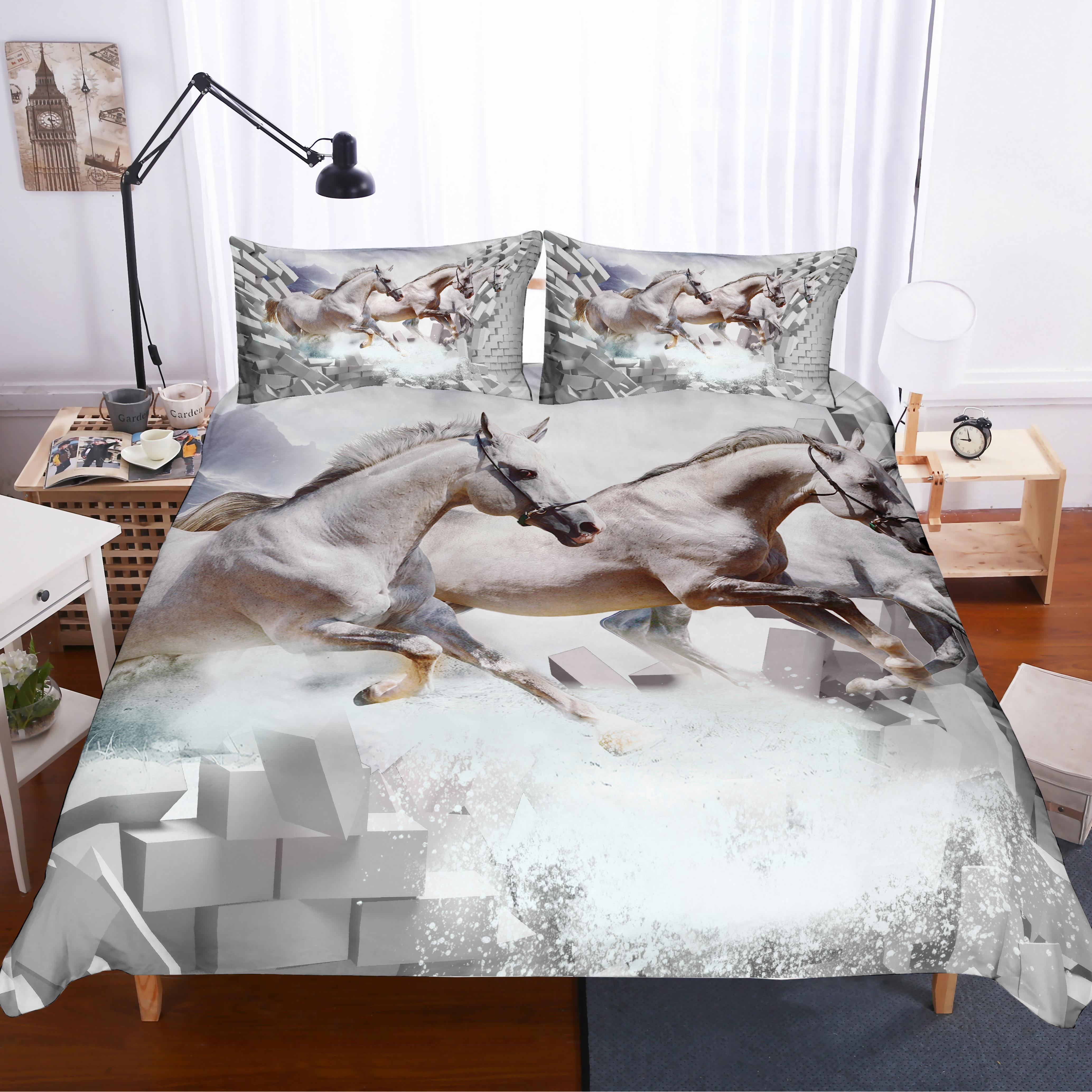 3D Animals Horses Quilt Cover Set Bedding Set Pillowcases 36