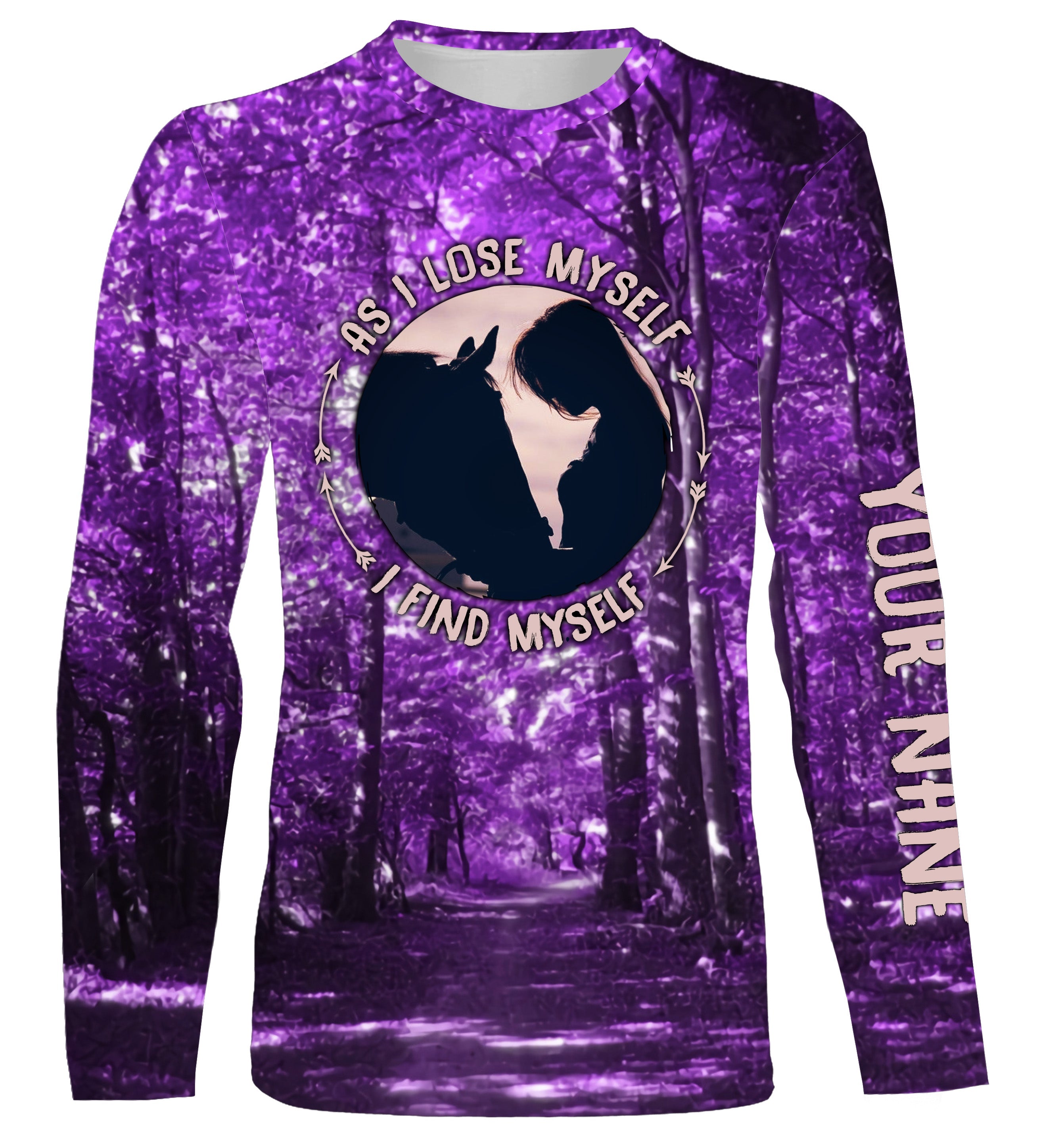 As I Lose Myself I Find Myself Girl And Horse Shirt, Cowgirl Purple Camouflage, Personalized Gift For Horse Lovers Nqs2860