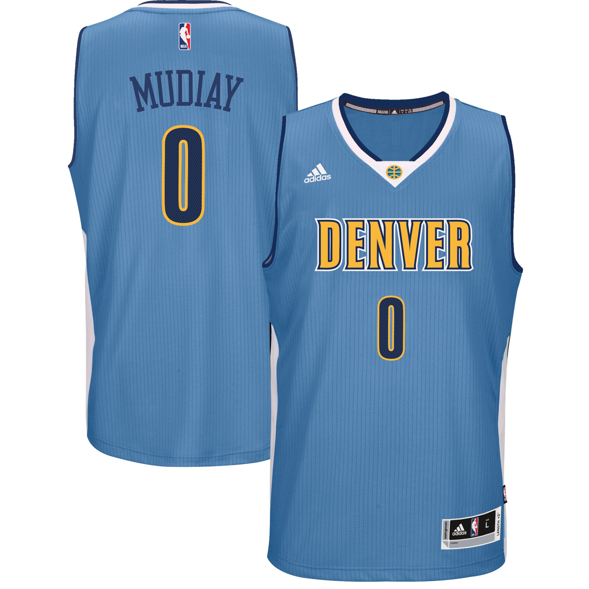 Emmanuel Mudiay Denver Nuggets adidas Road Swingman climacool Jersey – Light Blue