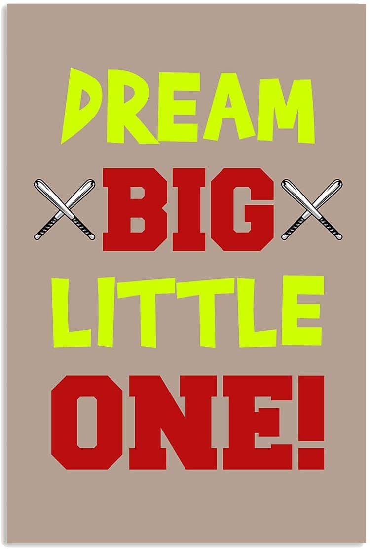 Vintage Baseball Dream Big Little One Poster Art Print      Home Decor Gift For Men Women Family Frd On Birthday Xmas