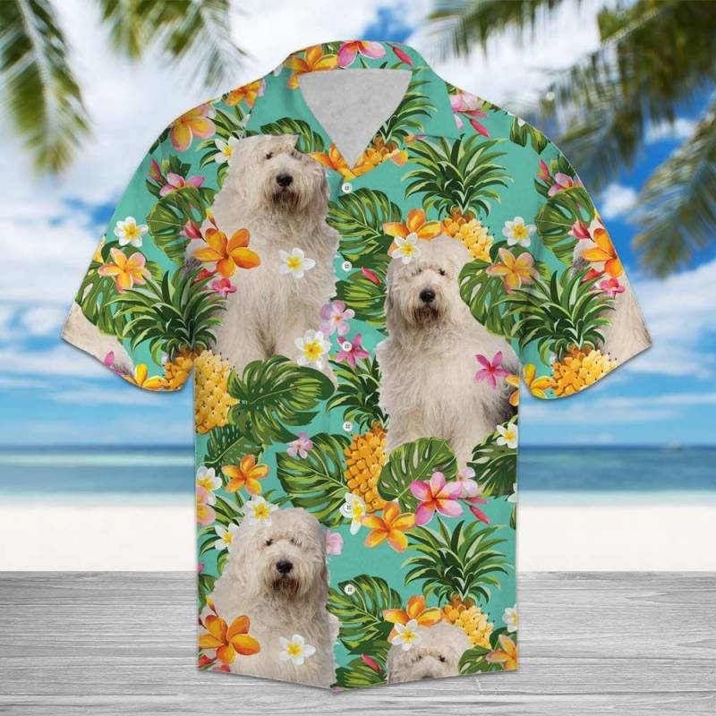 Artsyhomes Tropical Pineapple Old English Sheepdog Hawaiian Ha29535