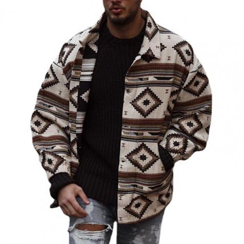 Zipper Jacket Male Casual Streetwear Coat Cardigan Jumpers Geometry Print Men Coat Turndown Collar Jacket Streetwear Casual Coat alx