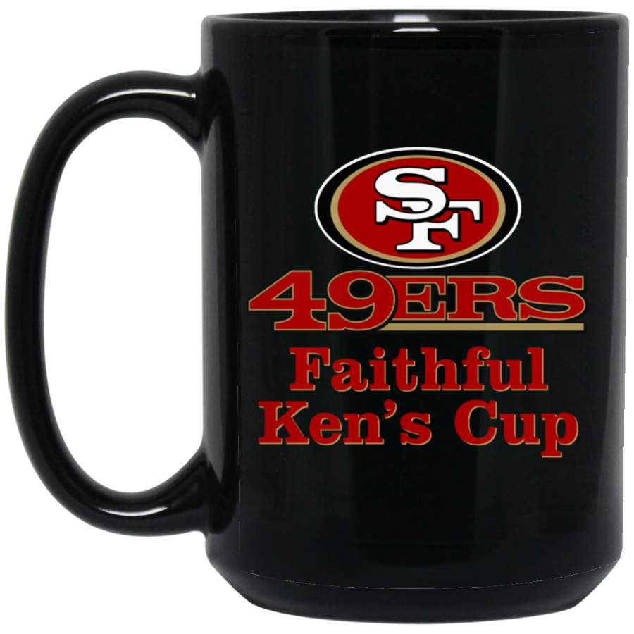 Custom Personalized San Francisco 49ers Logo & Text Faithful Ken’s Cup BM15OZ 15 oz. Black Mug