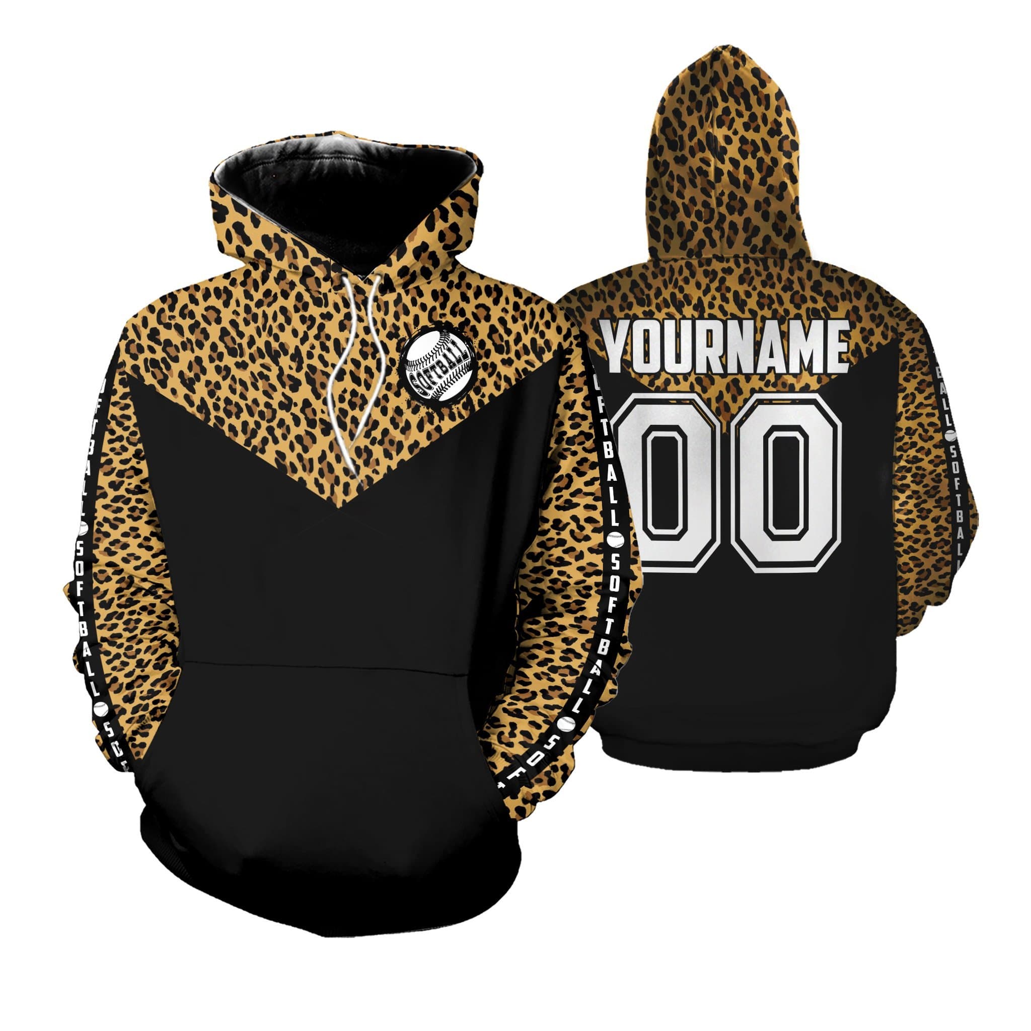 Custom name Softball Leopard Hoodie #KV