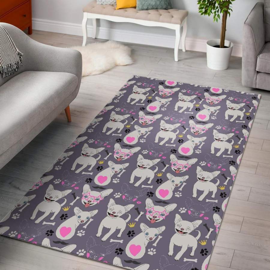 Chihuahua Print Pattern Area Rug