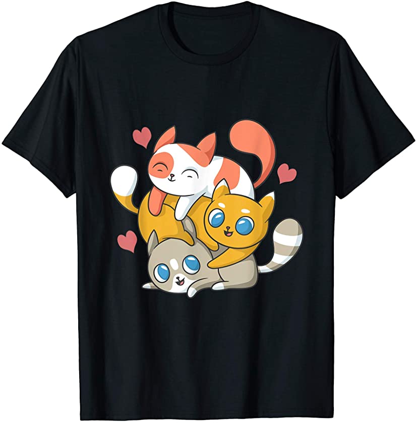 Cute Kitty Kitten Anime Kawaii Neko Cat Cats Novelty T-Shirt