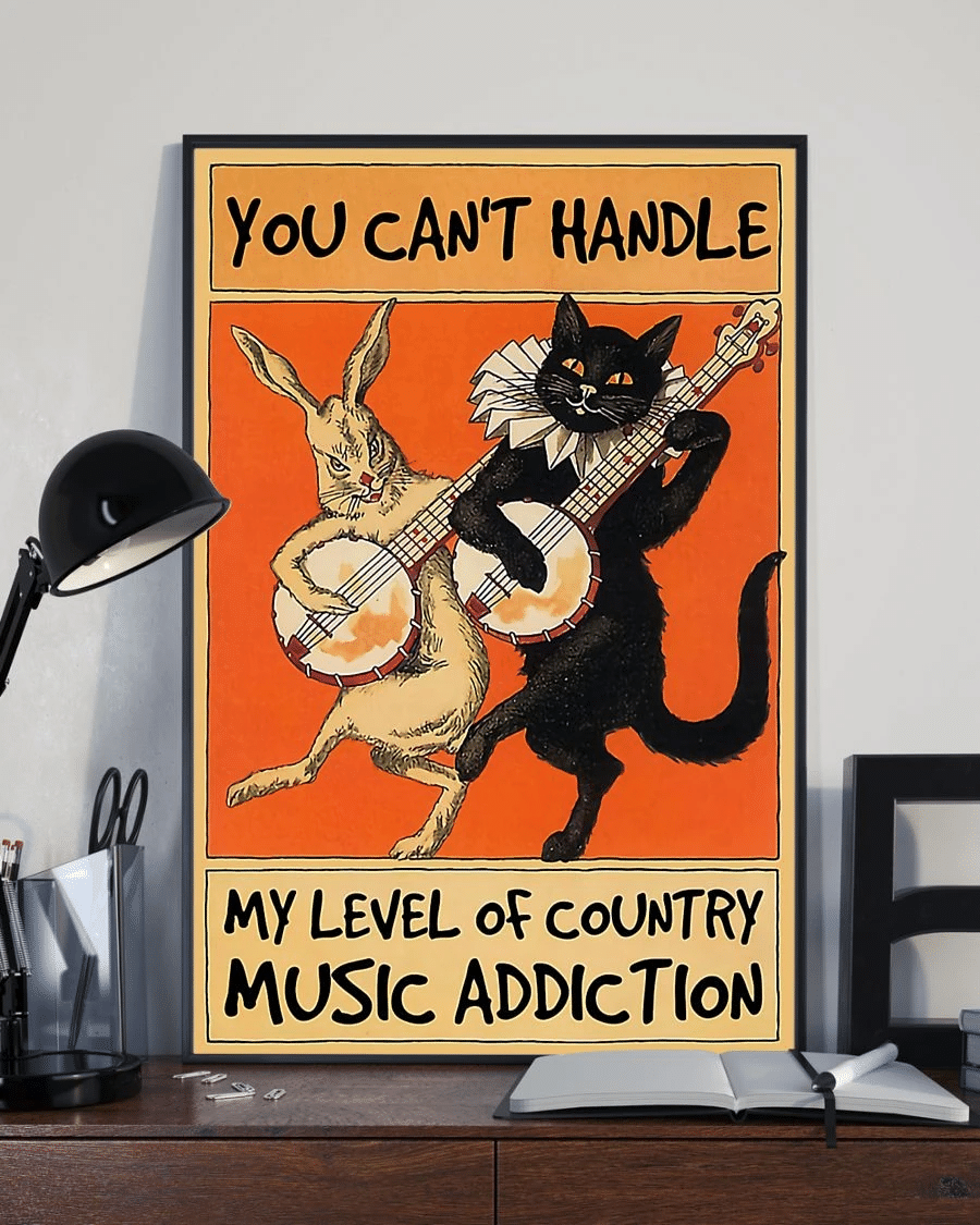 Rabbit Cat Music Addiction Poster Canvas – You Cant Handle Vintage Home Decor Wall Art Evg80664