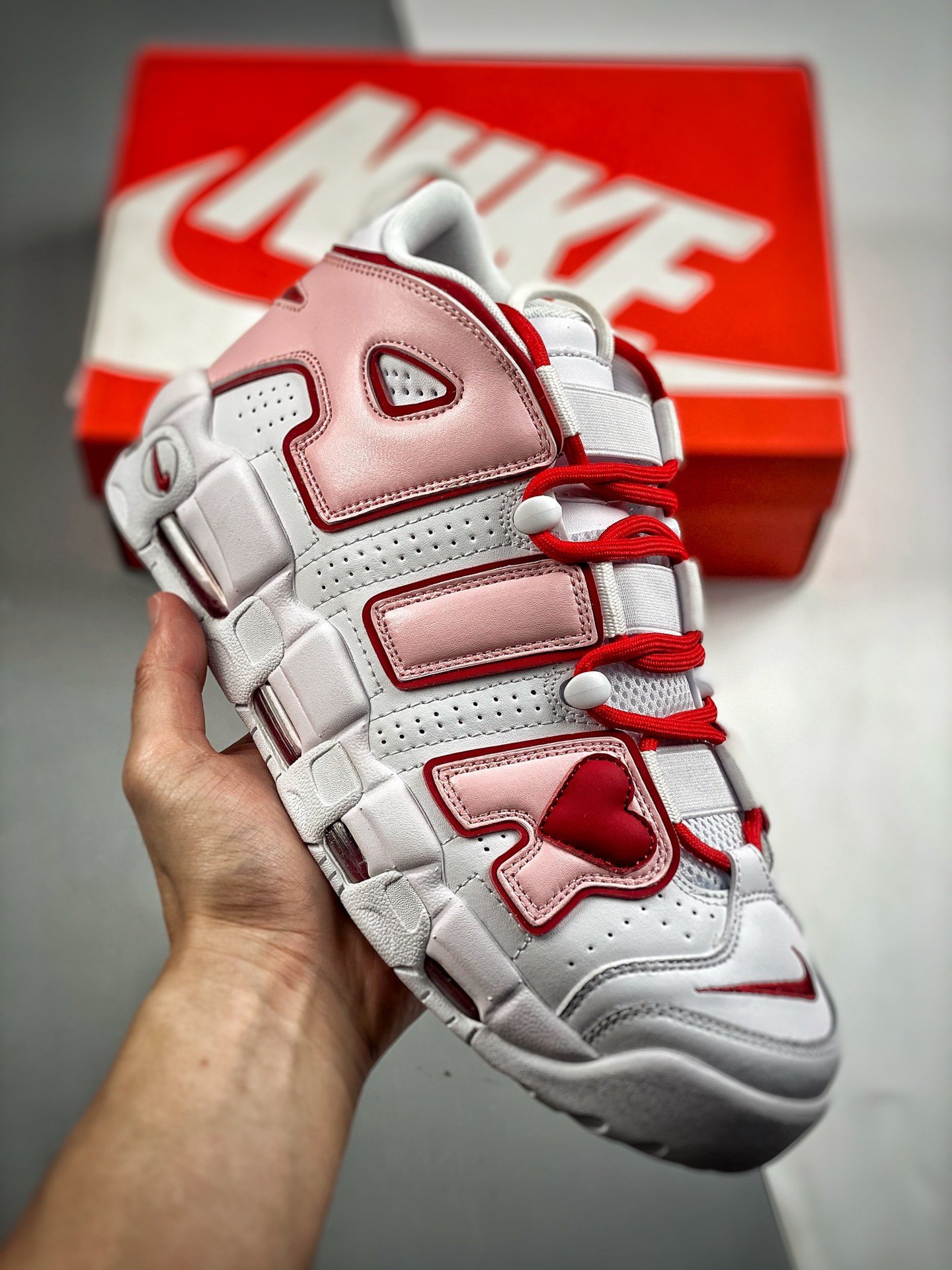 Custom Nike Air More Uptempo Love White Red 5338699