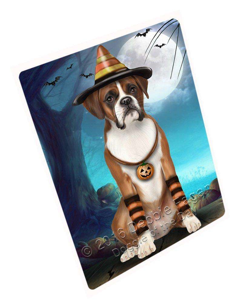 Happy Halloween Trick Or Treat Boxer Dog Candy Corn Art Portrait Print Woven Throw Sherpa Plush Fleece Blanket