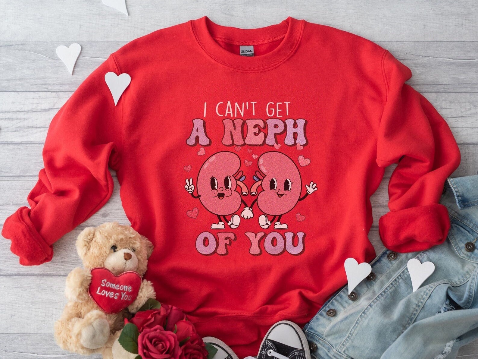 Retro Nurse Valentine’s Day Sweatshirt | Medical Peds Picu Pediatric Urology Rn Nephrology Nephrologist Crewneck Sweater, Nursing Vday Gift