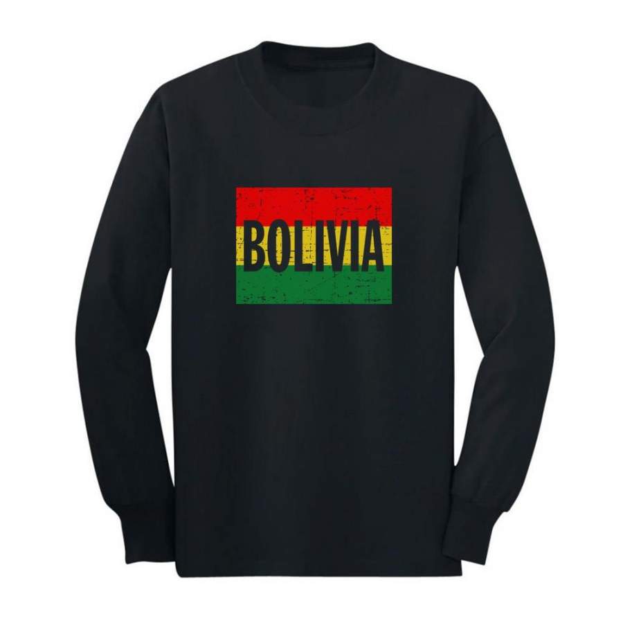 Bolivia Vintage Flag Youth Kids Long Sleeve T-Shirt