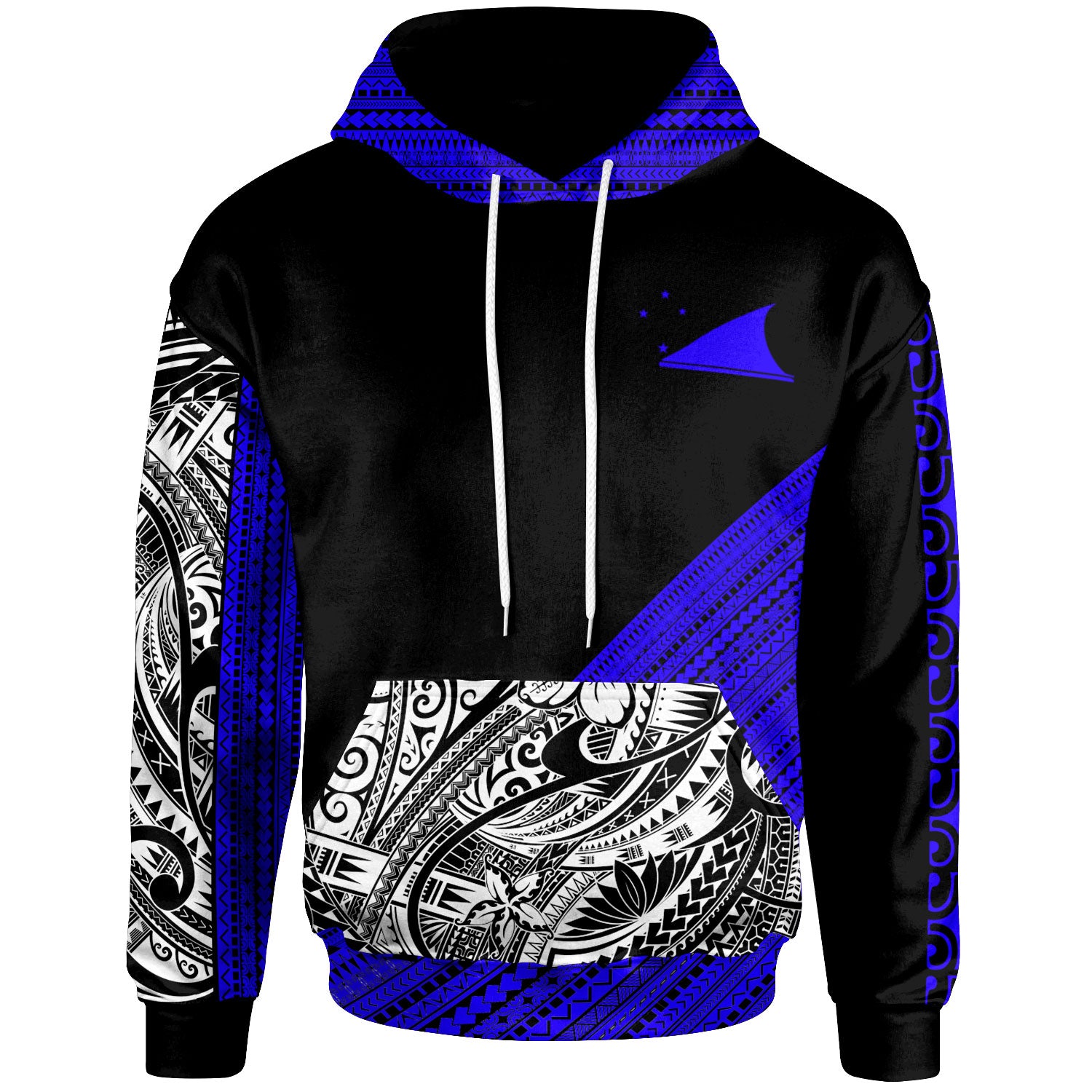 Tokelau – Custom Personalised Hoodie – Diagonal Pattern Dark Blue – BN20