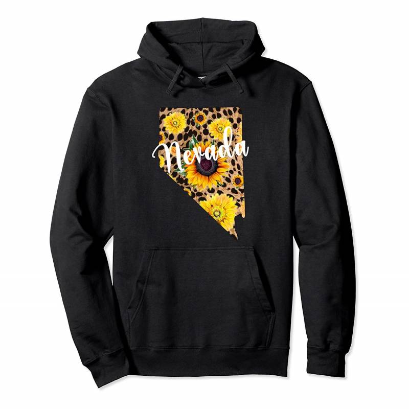 Nevada Sunflower Leopard Print Wildflower State Map Pullover Hoodie, T Shirt, Sweatshirt