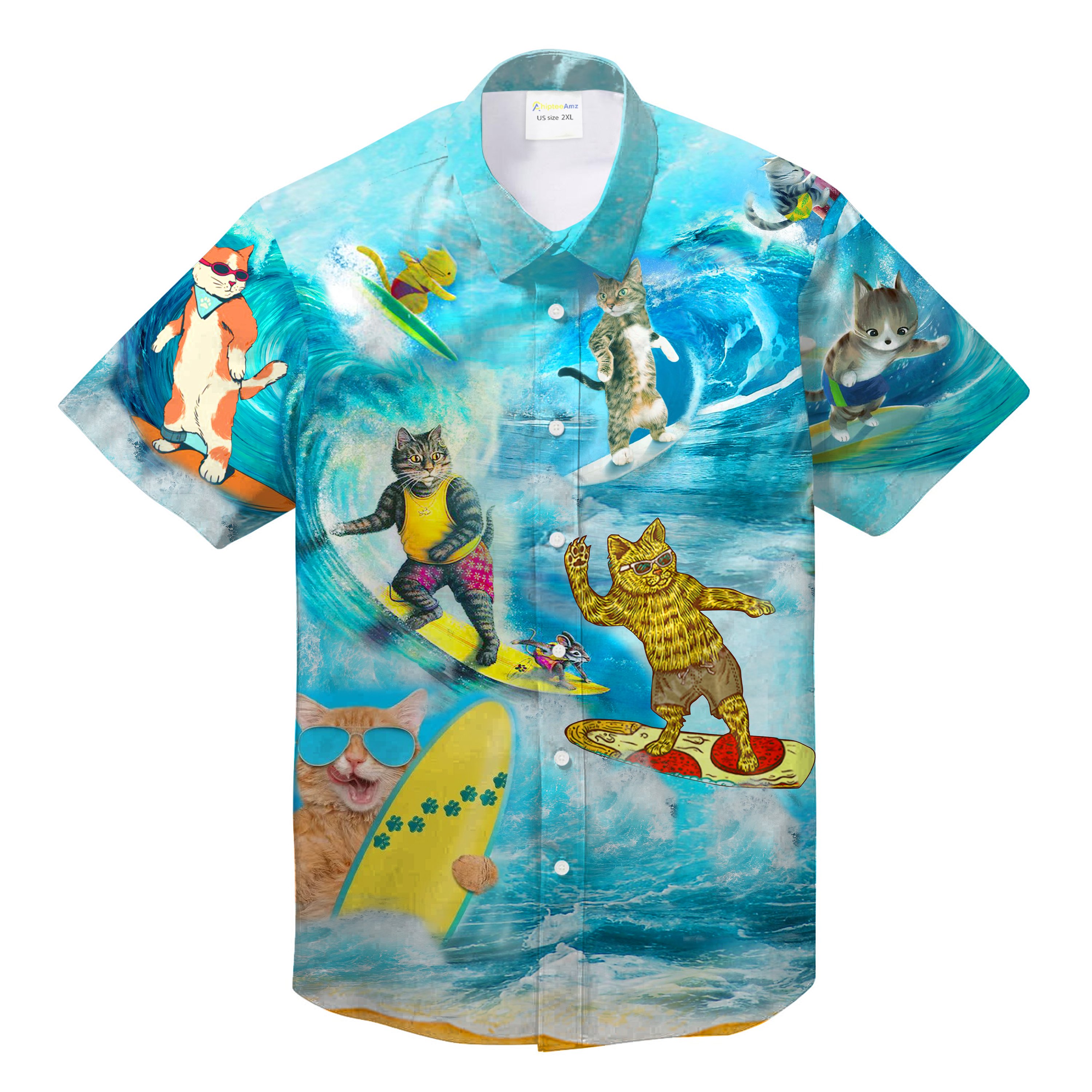 Cat Surfing Unisex Hawaii Shirt Chipteeamz Ha86503