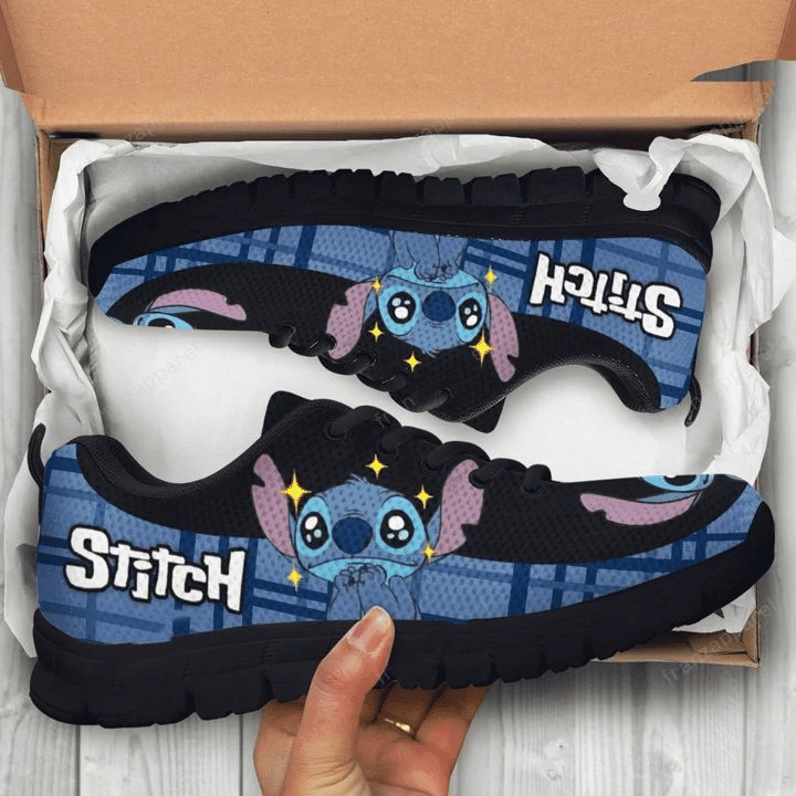 Stitch sneakers Lilo & Stitch Disney ver5 Print Sneakers, Women’s Sneakers, Handmade Crafted sneaker black Shoes birthday gift Fashion Fly Sneakers TL97