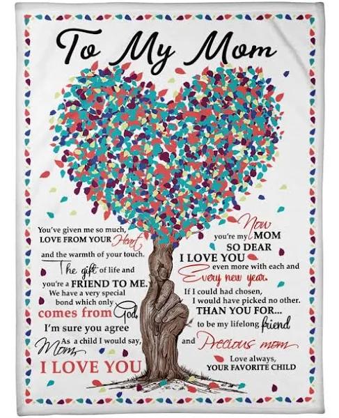 To My Mom Love From Your Heart Fleece Blanket Gift For Mom From Child Home Decor Bedding Couch Sofa Soft And Comfy Cozy