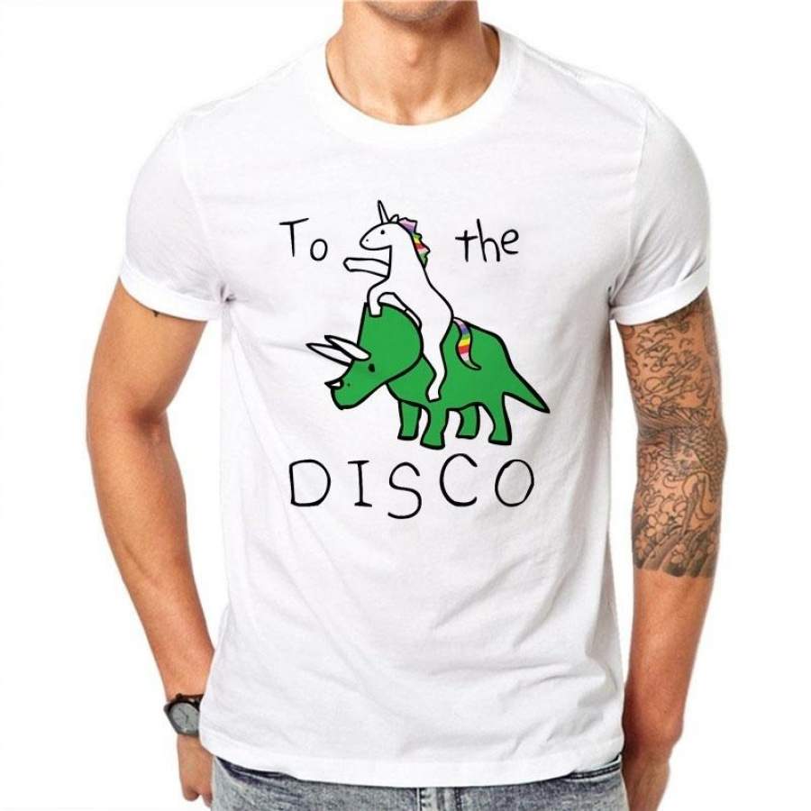 100% Cotton Men T Shirts Fashion Rhinoceros Unicorn Short Sleeve Cartoons Letters Printed T-Shirt RT53