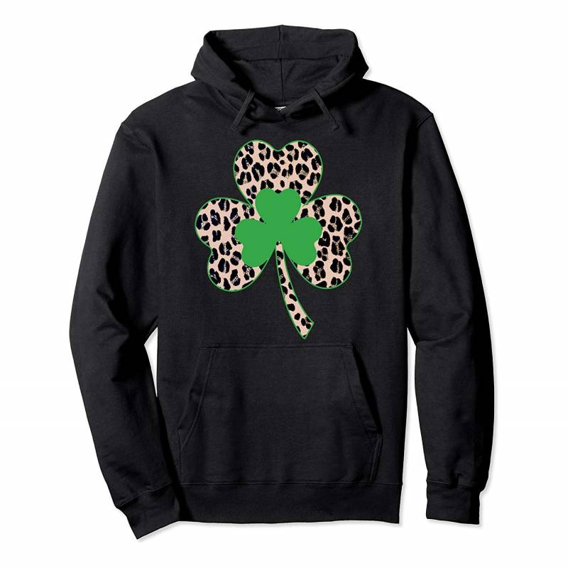 Green Shamrock Leopard Print St Patrick’s Day Irish gift Pullover Hoodie