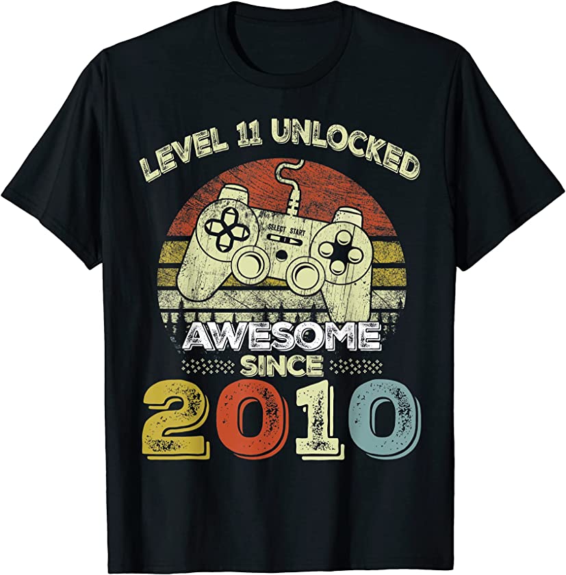 Vintage Retro Video Gamer Level 11 Unlocked June 2010 T-Shirt