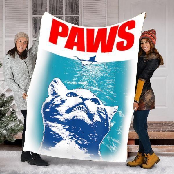 Paws Parody Cat Kitten Shark Fleece Blanket