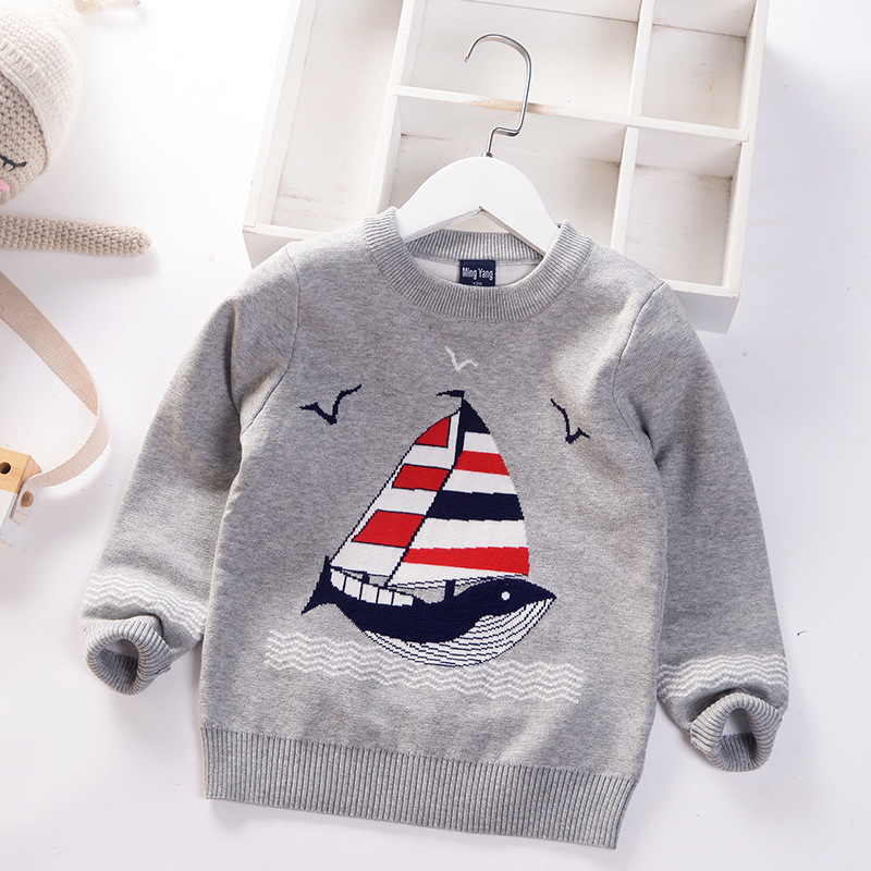 2022 New Autumn Winter Children Cartoon Knitted Sweaters Kids Baby Boys Double-knit Sweater Jumper Cotton Toddler Clothes 2-7y alx