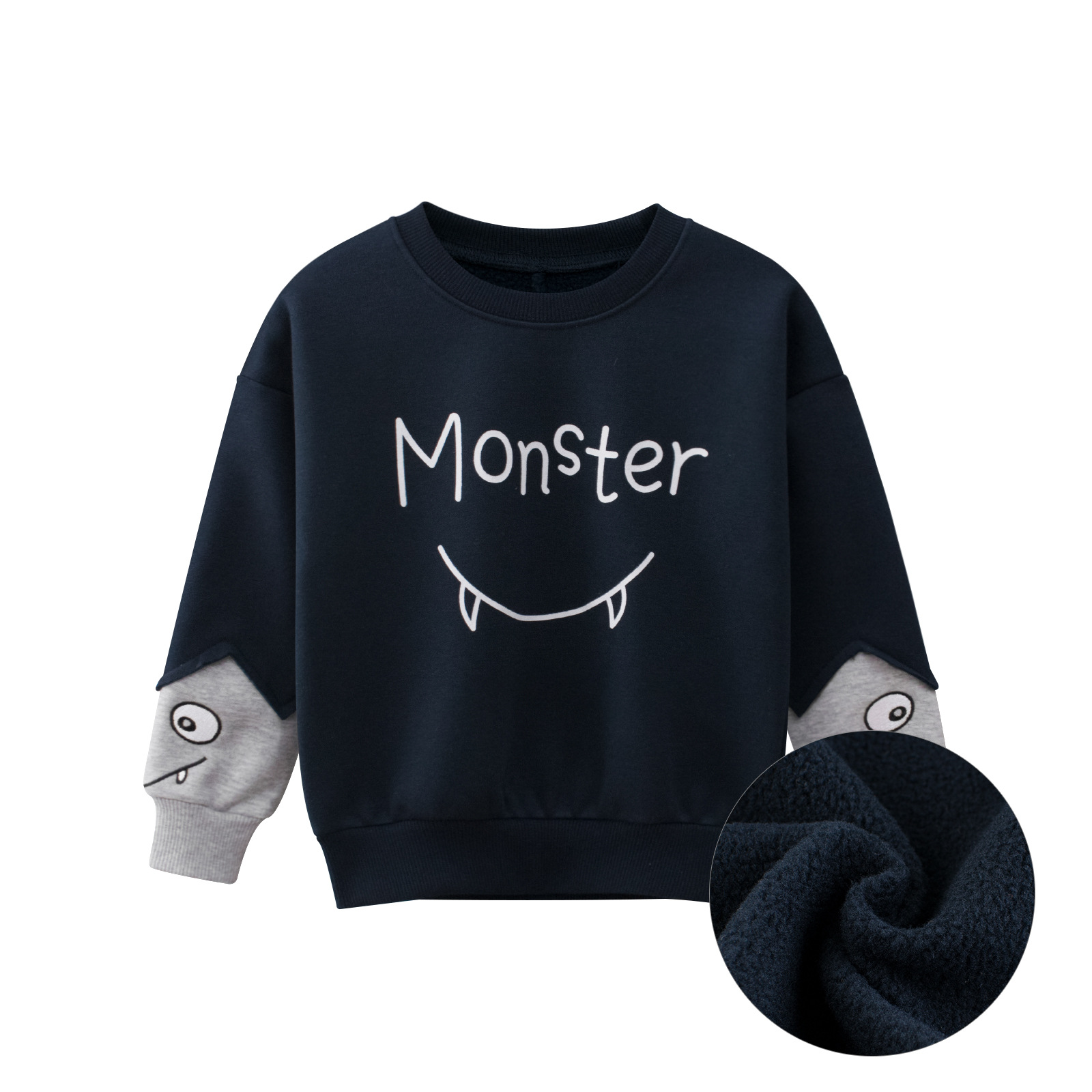 2022 Spring Winter Sweatshirts Coat Kids Boys Girls Monster Letter Print Clothes Children Fluff Sport Casual Sweater 2205 alx