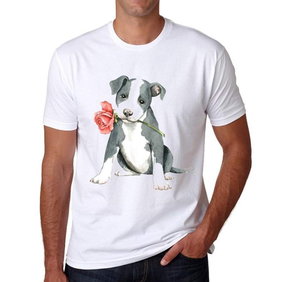 Man Corgi Dog Short Sleeve T-Shirts Crew neck Custom Work Shirt Corgi Men’s T Shirt