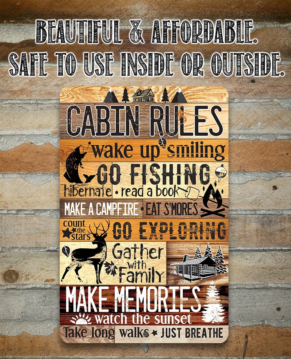 Cabin Rules – 8″ x 12″ or 12″ x 18″ Aluminum Tin Awesome Metal Poster