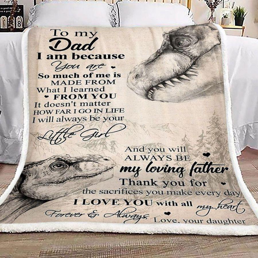 [Personalized Name] Dinosaurs To My Dad From Daughter Love You With All My Heart – Best Idea Gift For Dad, Gift For Home Decor, Gift For Family  – Fleece Blanket