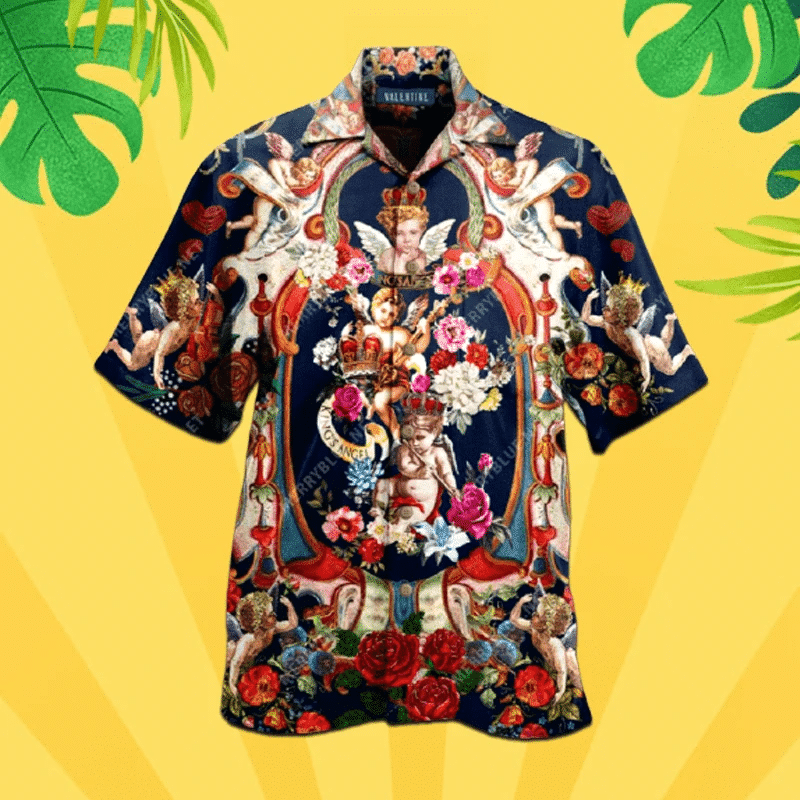 High Quality Lovely Kings Angels With Rose For Couple Hawaii Unisex Aloha Shirt Dh Ha106058