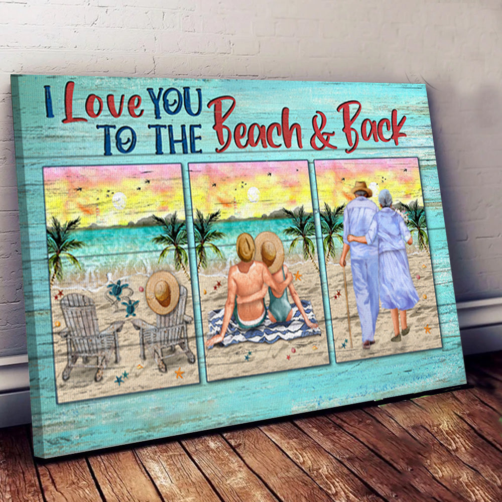 Beach Couple I Love You To The Beach And Back Landscape Poster & Canvas Home Decor Wall Art Visual Art