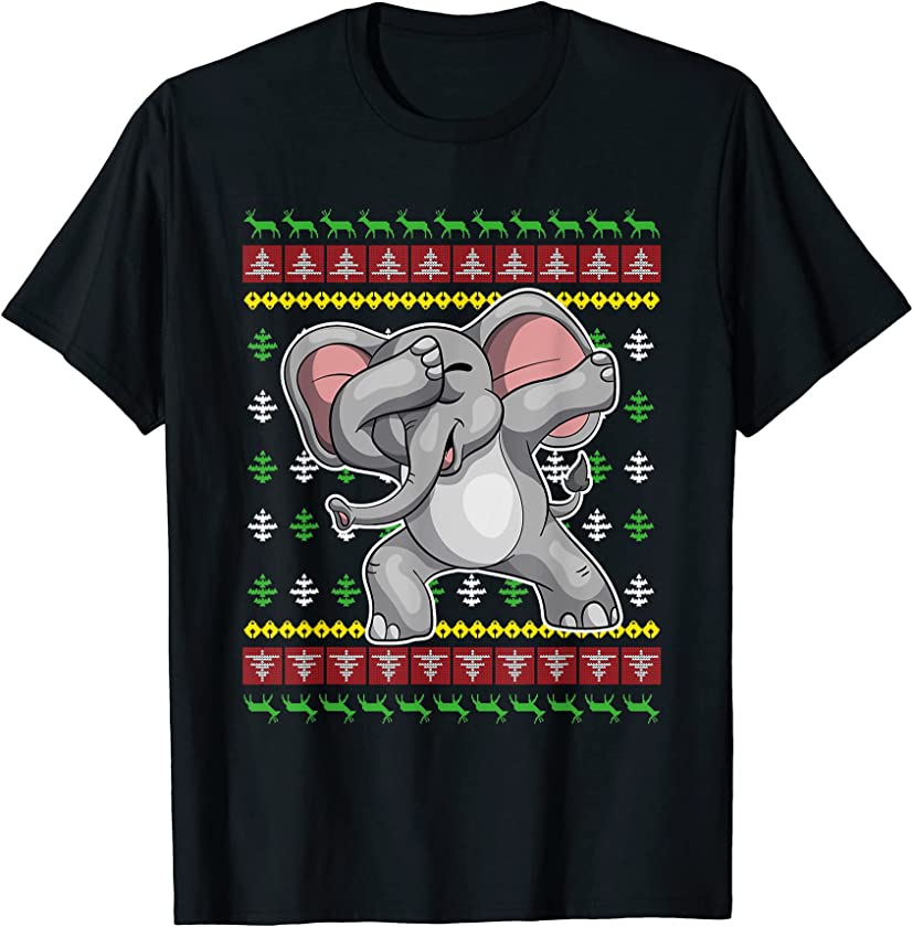 Africa Zoo Animal Lover Ugly Christmas Merry Xmas Elephant T-Shirt