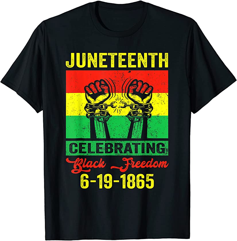 Vintage Juneteenth Celebrating Black Freedom 1865 Flag T-Shirt